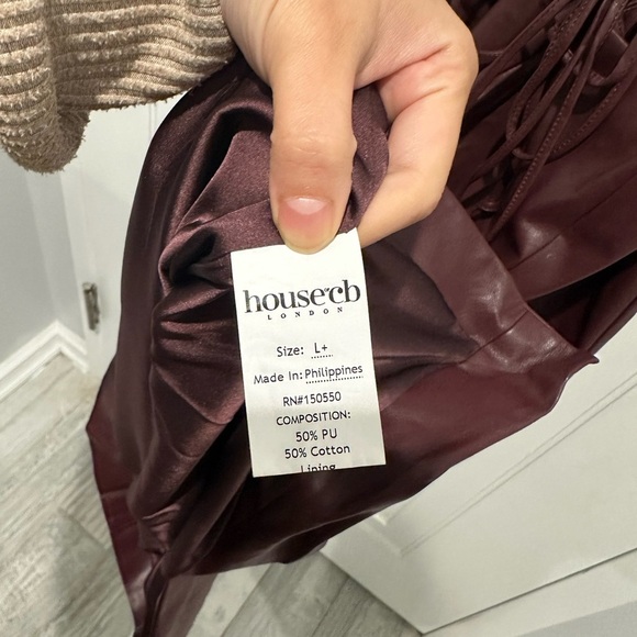 House of CB Jalena Dress Merlot Purple Faux Leather Max XL - Picture 8 of 13